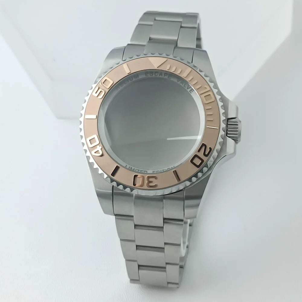 44MM Ceramic Bezel Case Silver SEA Big DEEP Homage Sapphire Crystal Watch Case Stainless 21MM Watch Strap Fit NH35 NH36 Movement
