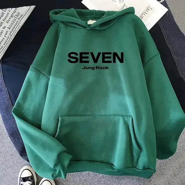 Letter Print JungKook Seven Hoodie Women/Men Harajuku Aesthetic Hoodies Unisex Autumn Winter Pullovers Dropshipping Sweatshirts