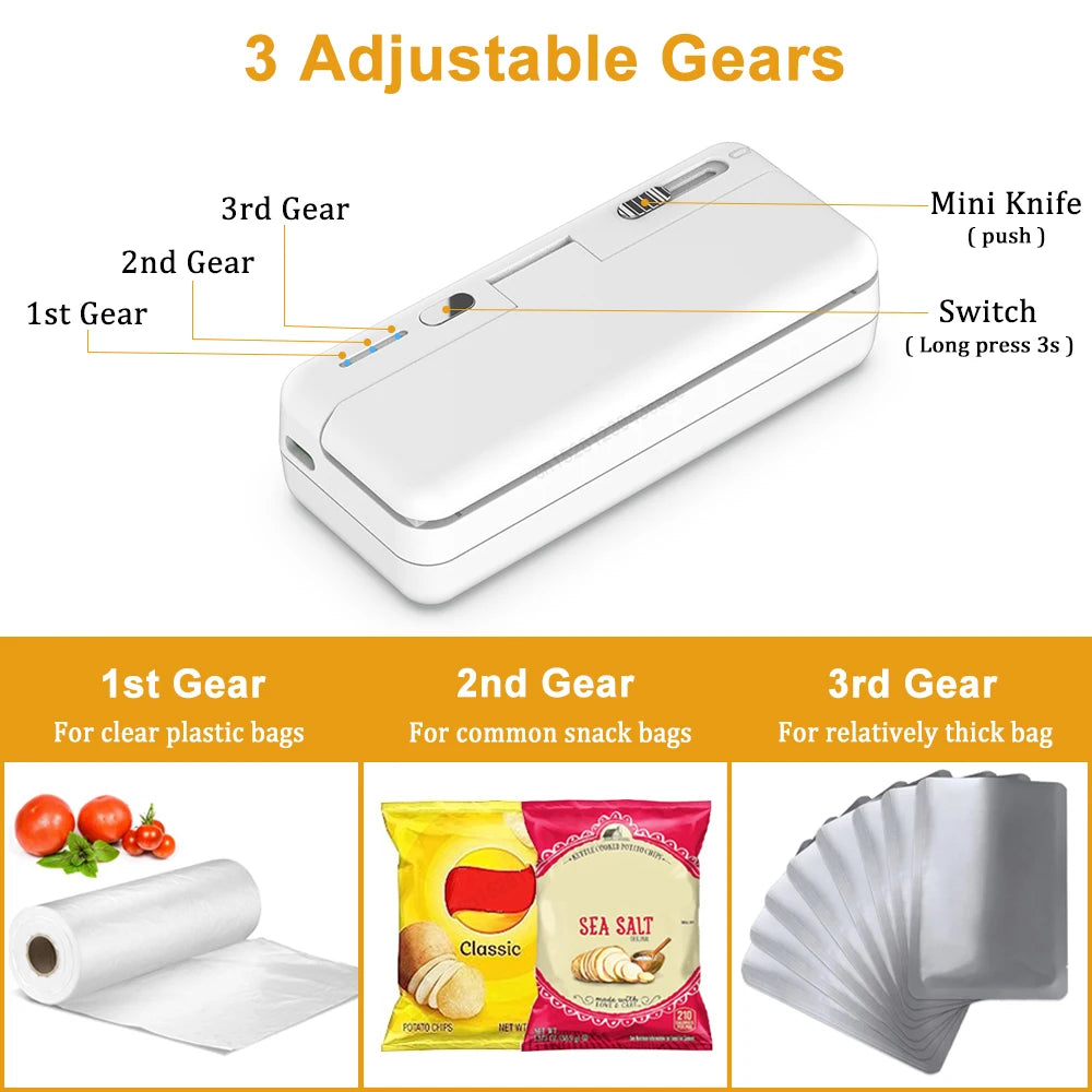 Mini Sealer Plastic Bags Heat Sealing Machine Handheld Rechargeable Food Packaging Heat Sealer Portable Thermal Bag Sealer