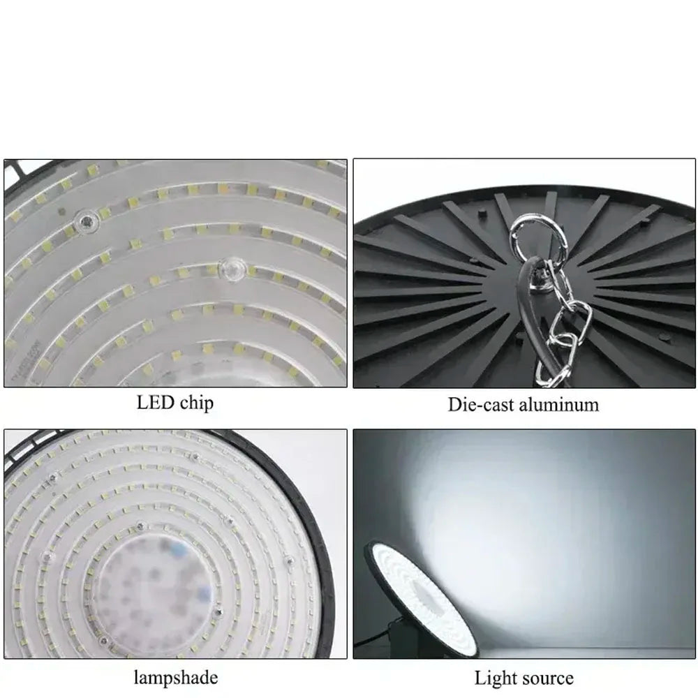 High Bay Lights 100/150/200W 220V Super Bright UFO LED Waterproof Commercial Market Warehouse Garage Industrial Lighting