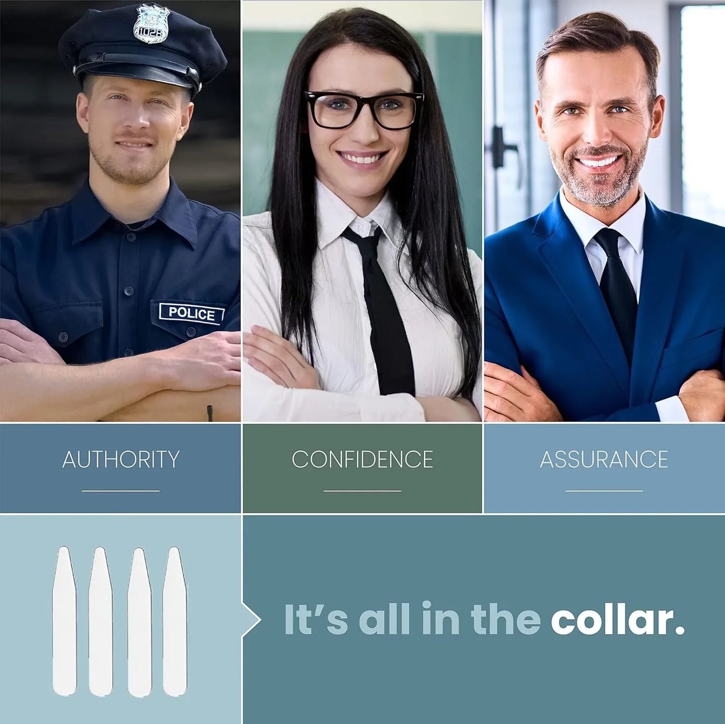 8Pcs Stainless Steel Collar Stiffeners with 10 Magnets, Magnetic Collar Stays Metal Shirt Collar Stiffeners for Men