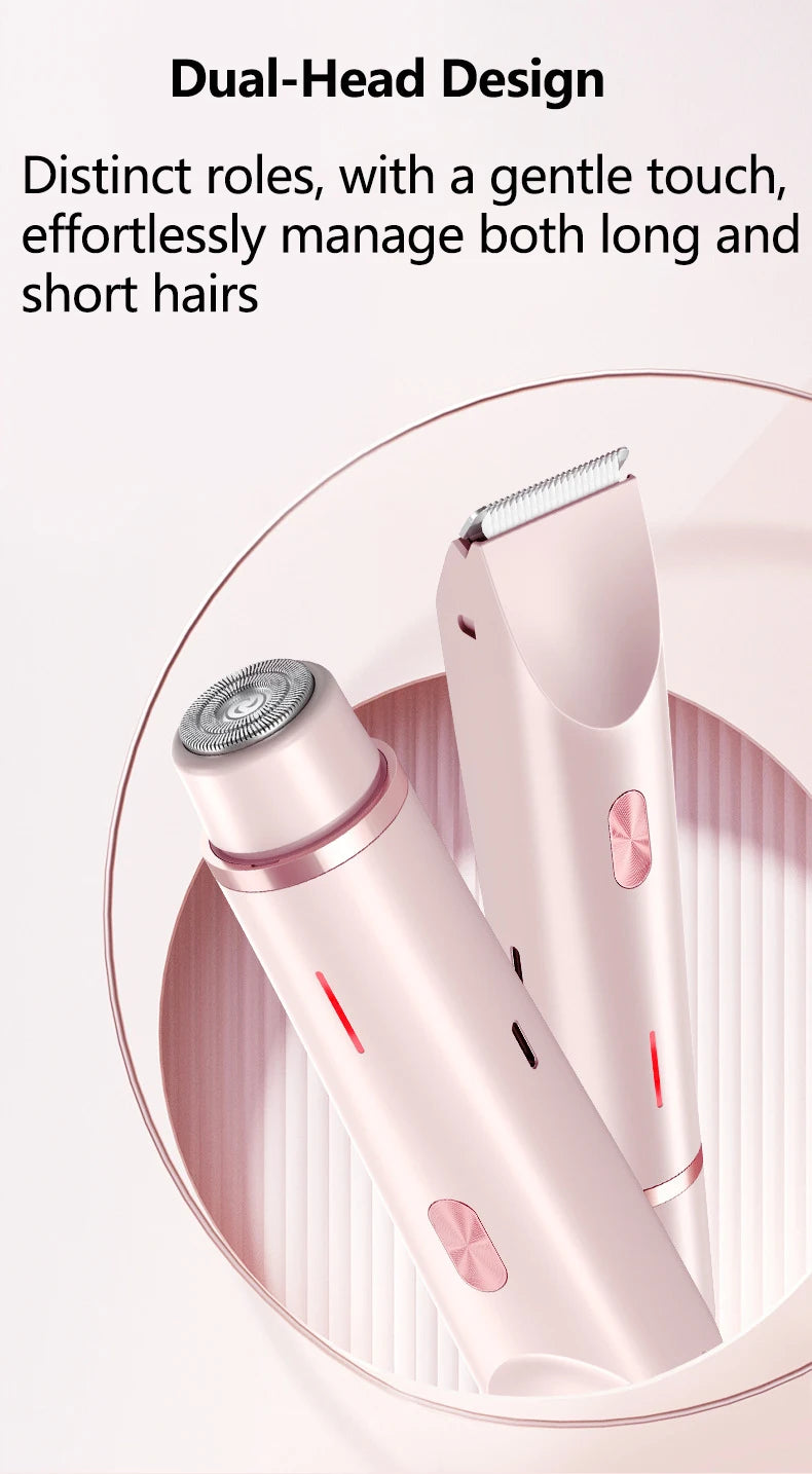 2 IN 1 Rechargeable Epilator Electric Eyebrow Trimmer Female Body Facial Lipstick Shape Hair Removal Mini Painless Razor Shaver