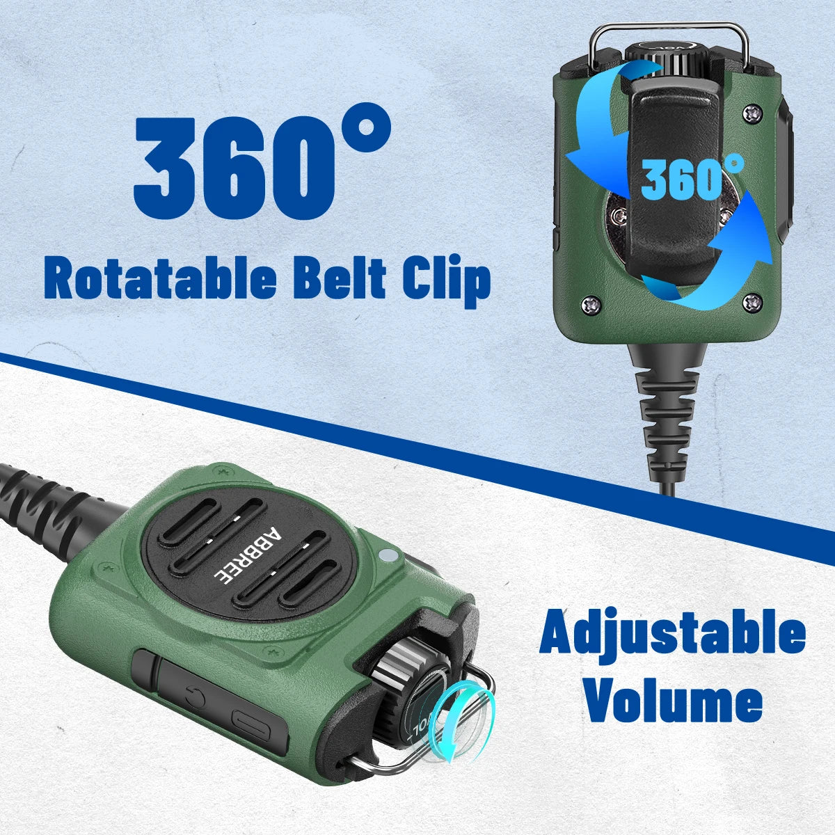 ABBREE AR-158 Speaker Mic Long Standby Volume Adjustable Clear Sound Compatible with Baofeng UV-5R Mini UV-5RH K Type Ham Radio