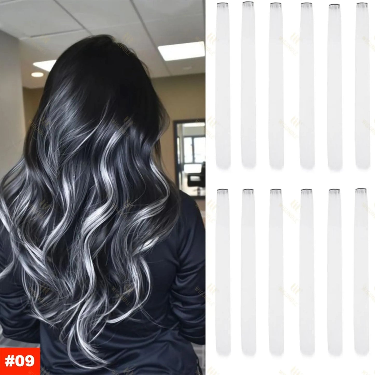 18 Color Clip Style Hair Extensions 22 Inch Color Hair Extensions High Gloss Long Straight Synthetic Wig For Children Women