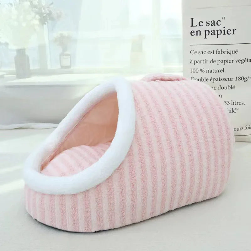 Fashion Warm Thick Sponge Dog Kennel Cat Nest Striped Slipper Design Pet Bed Cozy Comfortable Washable Pet Sleeping Mat