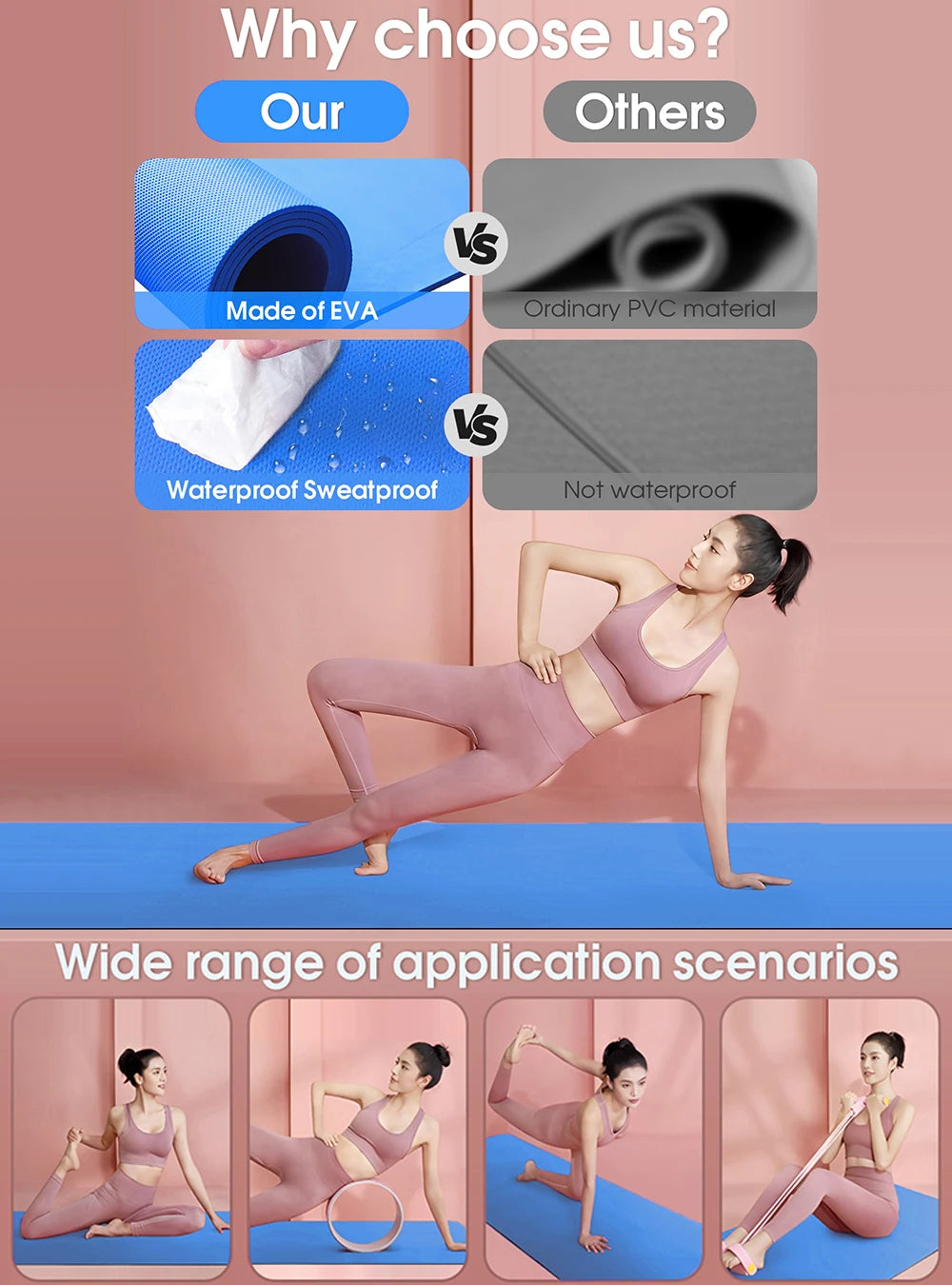 4mm Yoga Mat Anti-skid Sports Fitness Mat Thick EVA Comfort Foam Yoga Mat For Exercise Yoga and Pilates Gymnastics Mat