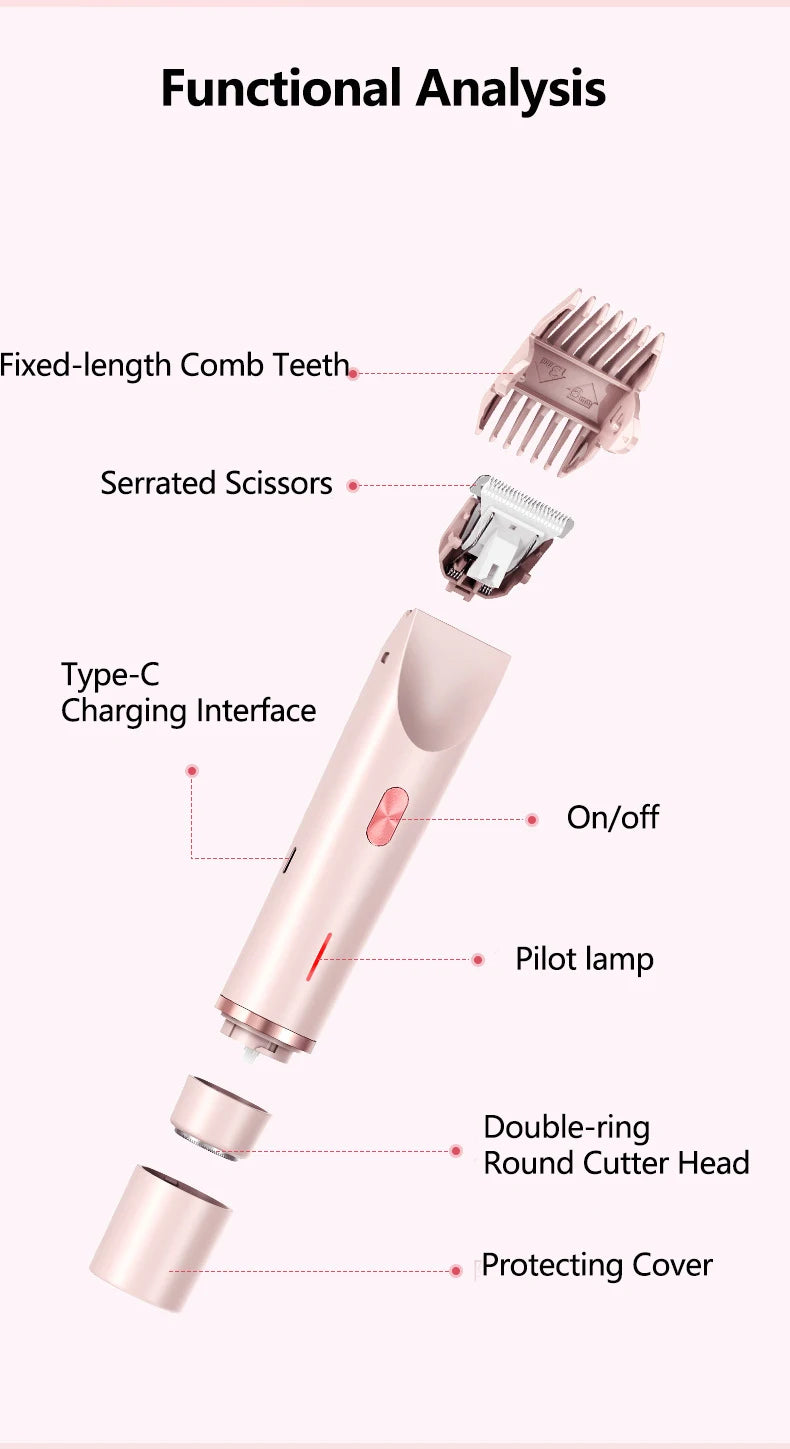 2 IN 1 Rechargeable Epilator Electric Eyebrow Trimmer Female Body Facial Lipstick Shape Hair Removal Mini Painless Razor Shaver