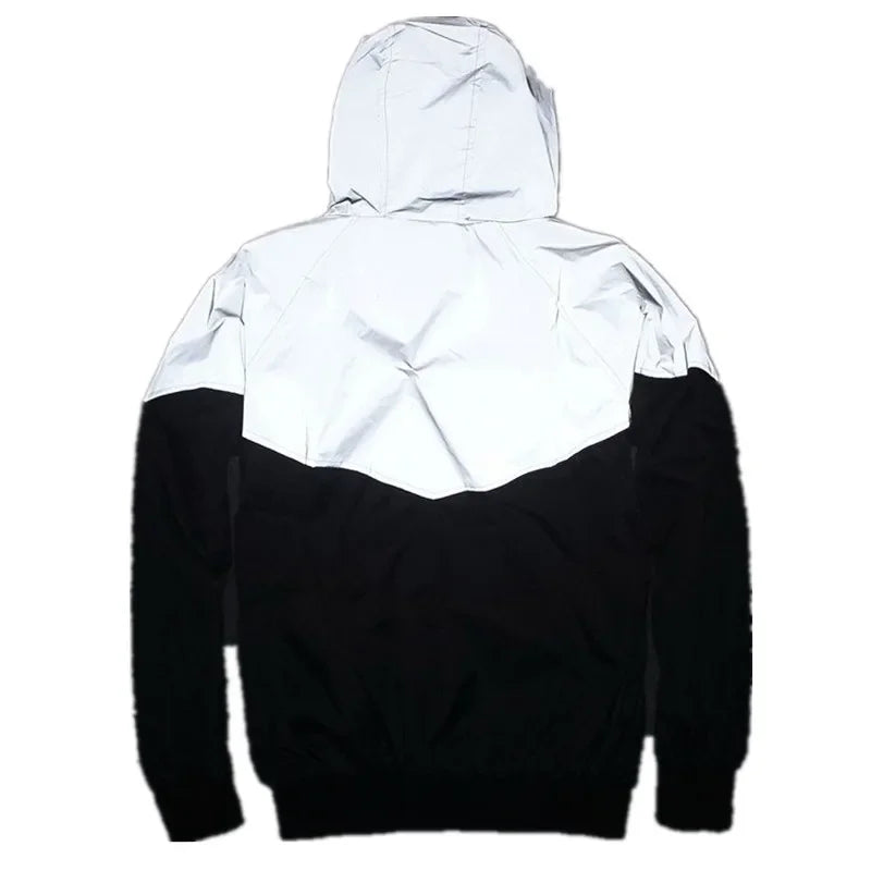 New Night Men Patchwork Reflective Jacket Hip Hop Party Dancer Casual Waterproof Windbreaker Men Coat Trend Brand