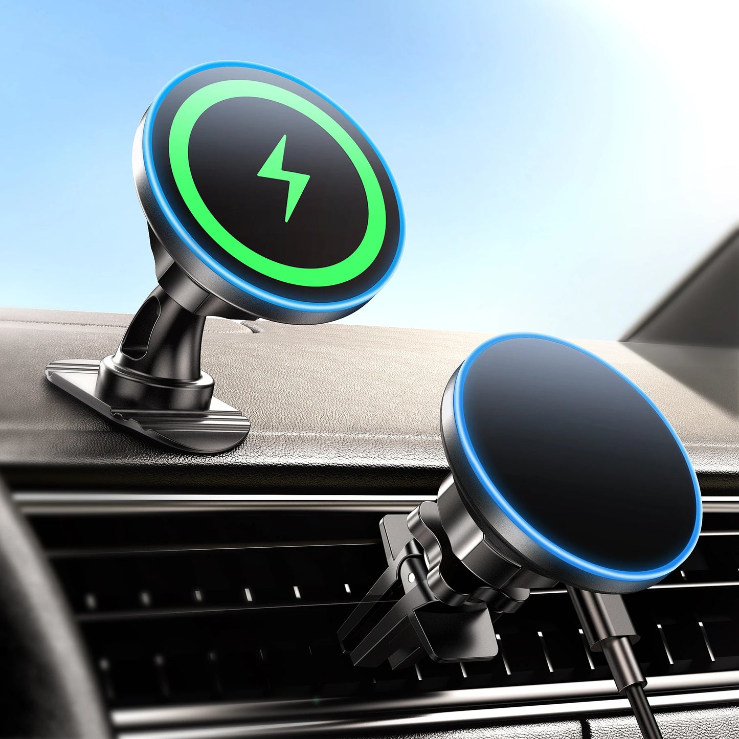 for iPhone 17 Magsafe Car Mount Charger, [2025 New] 15W 2in1 Magnetic Wireless Car Charger, fits for Magsafe Car Charger, Vent/D