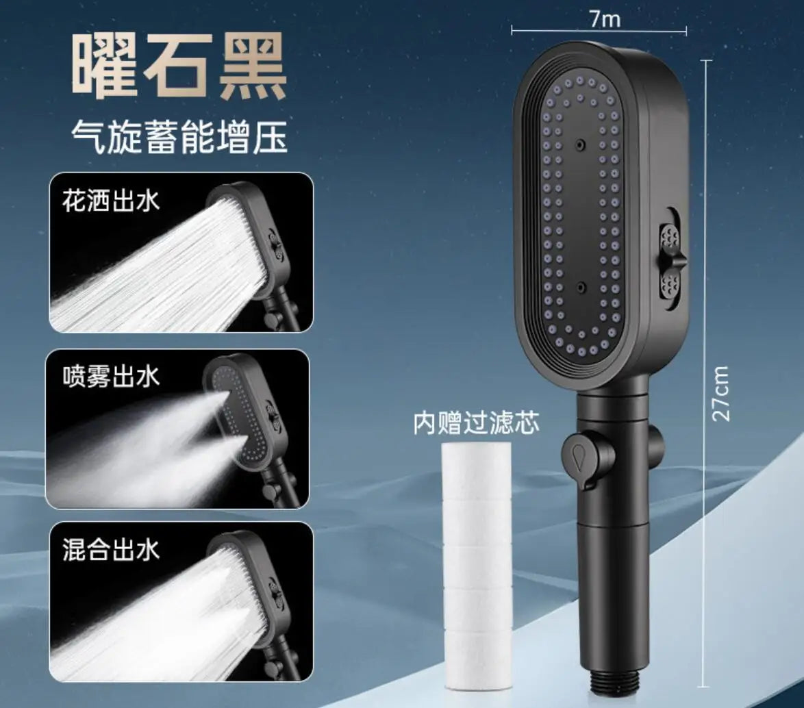 New Design 3 Modes High Pressure Shower Head Built-in Filter Handheld Adjustable Button Water Saving Nozzle Bathroom Accessories