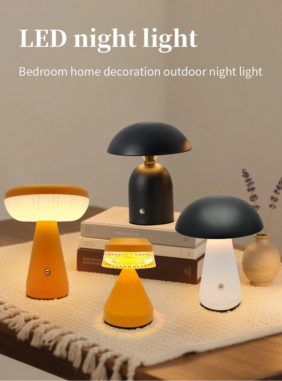 Minimalist Nordic Mushroom LED Desk Lamp Touch Dimming Bedhead Night Light Reading Light Restaurant Bedroom Decorative Lighting