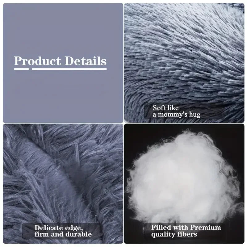 Round Winter Warm Plush Pet Bed - Washable Dog Cat Basket for Small Medium Large Pets Sofa Cushion