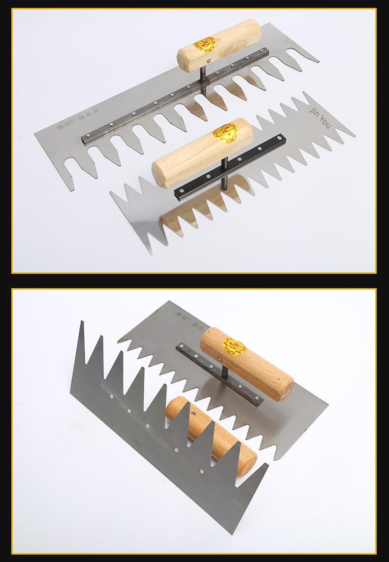 Tile Serrated Spatula Square Tooth Toothed Plastering Knife Paving Tile Plastering Knife Flat Gray Batch Ash Spoon Masonry Tool
