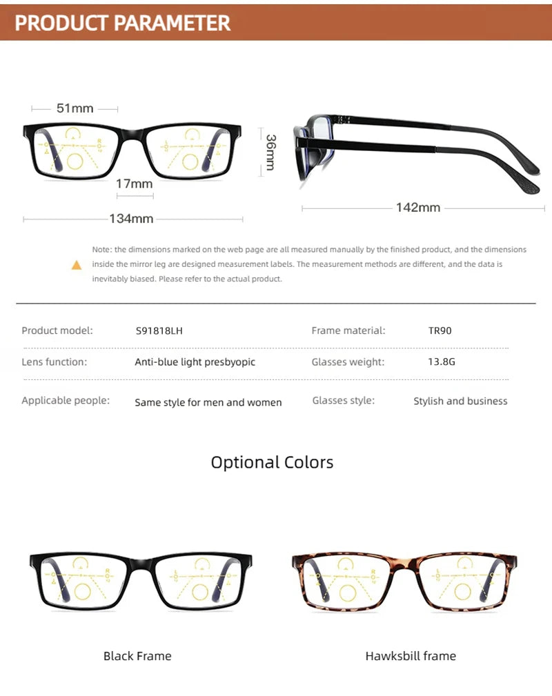 Presbyopia Glasses Men Women Automatic Zoom Reading Glasses Anti Blue Light Intelligent Progressive Eyeglasses