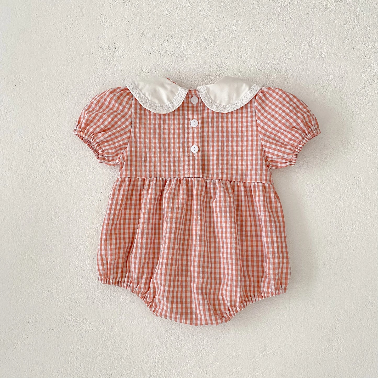 0-3Yrs Toddler Baby Girls Rompers Embroidery Bodysuit Girls Jumpsuits Princess Girls Pink Grid Rompers Toddler Summer Clothing