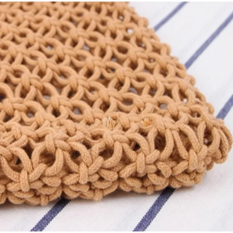 Fashion Crochet Bags for Women Summer Beach Tote Bag Raffia Aesthetic Totes Straw Handbag Bohemian Boho Woven Knit Shoulder Bag