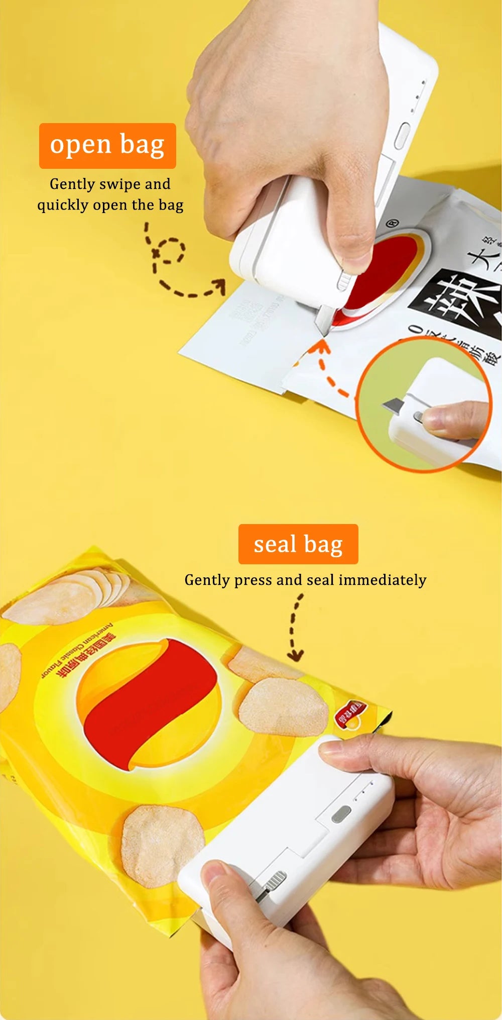Mini Sealer Plastic Bags Heat Sealing Machine Handheld Rechargeable Food Packaging Heat Sealer Portable Thermal Bag Sealer