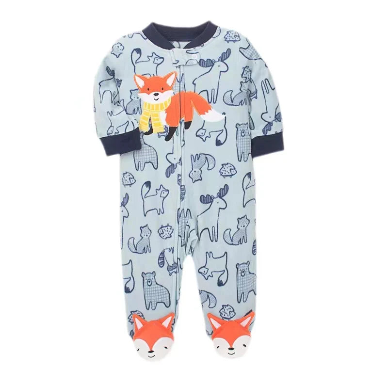 Winter Baby Boy Girl Rompers Clothes Zipper Fleece Autumn Warm Newborn Infants Pajamas Outfit Animal Jumpsuit Clothing 0 -12 M