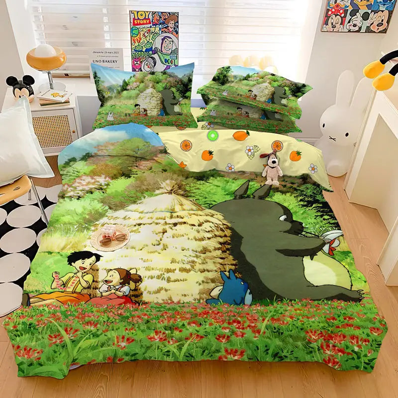 3D Exquisite Cartoon Print Duvet Cover My Neighbor T-Totoro Bedding Set Comforter Bed Youth Home Decor Kids Boys Girls Gift