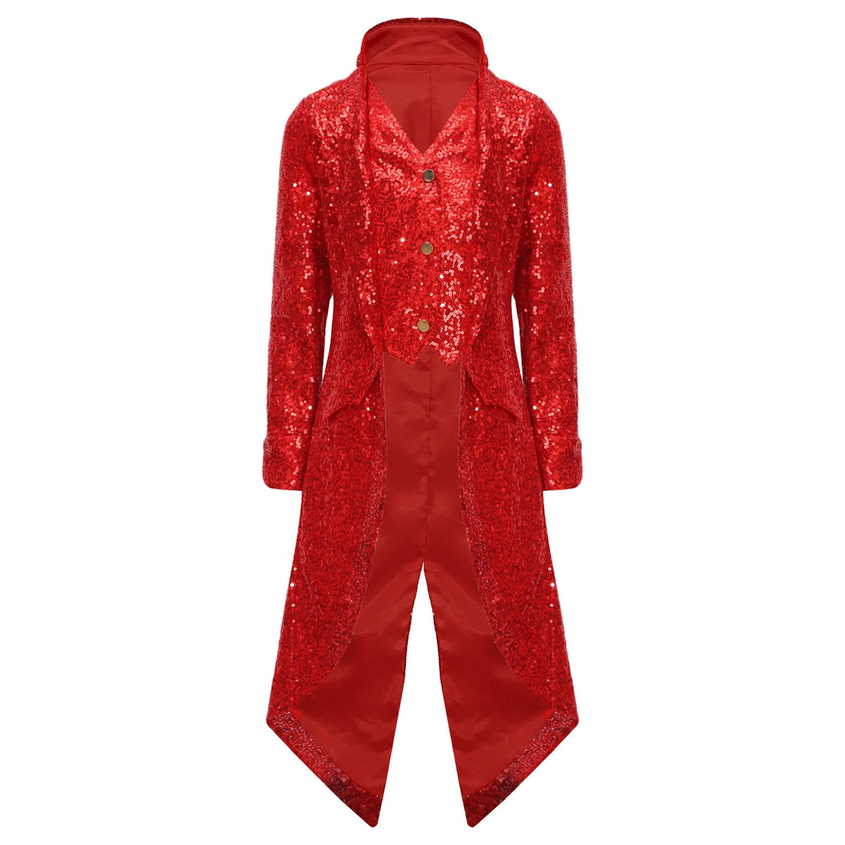 Kids Boys Halloween Medieval Renaissance Costume Sparkly Sequins Victorian Tailcoat Jacket Frock Coat Long Sleeve Gothic Tuxedo