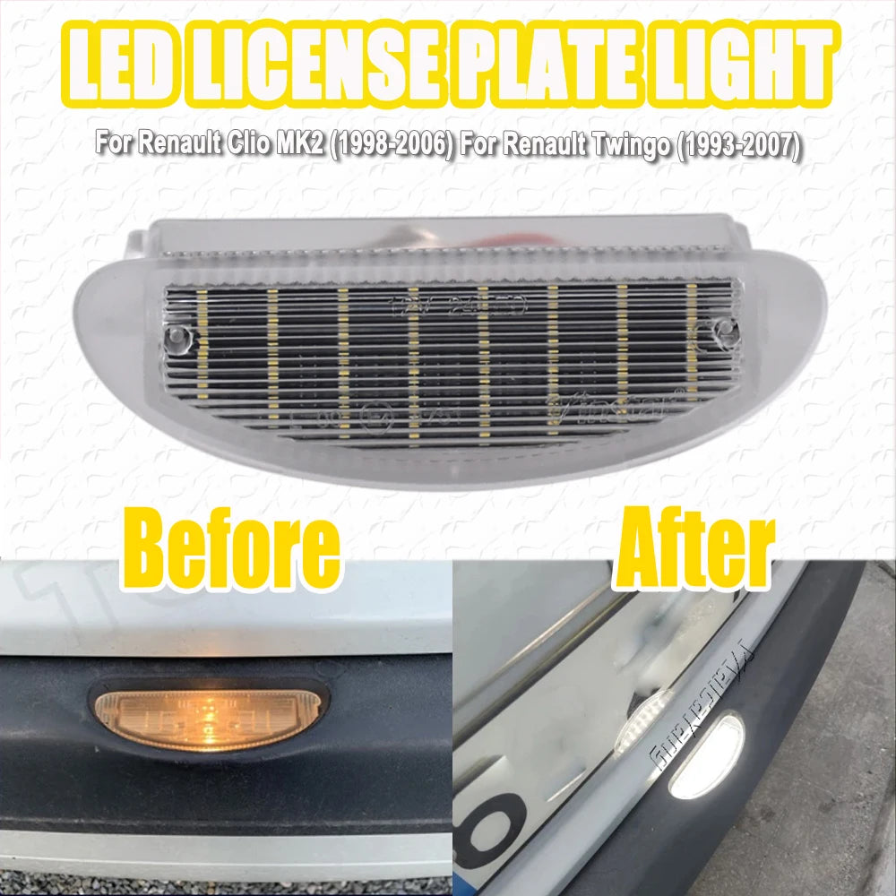 LED Car License Plate Lights 7700410754 Canbus No Error Lamp Taillights Accessories For Renault Clio MK2 Clio II 2 Twingo