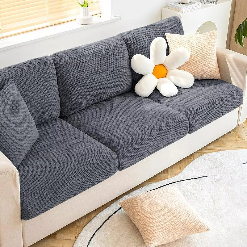 Jacquard Sofa Cover Stretch Fabric Sofa Seat Cushion Cover For Living Room Removable Spandex Seat Case Chaise Lounge Home Pets