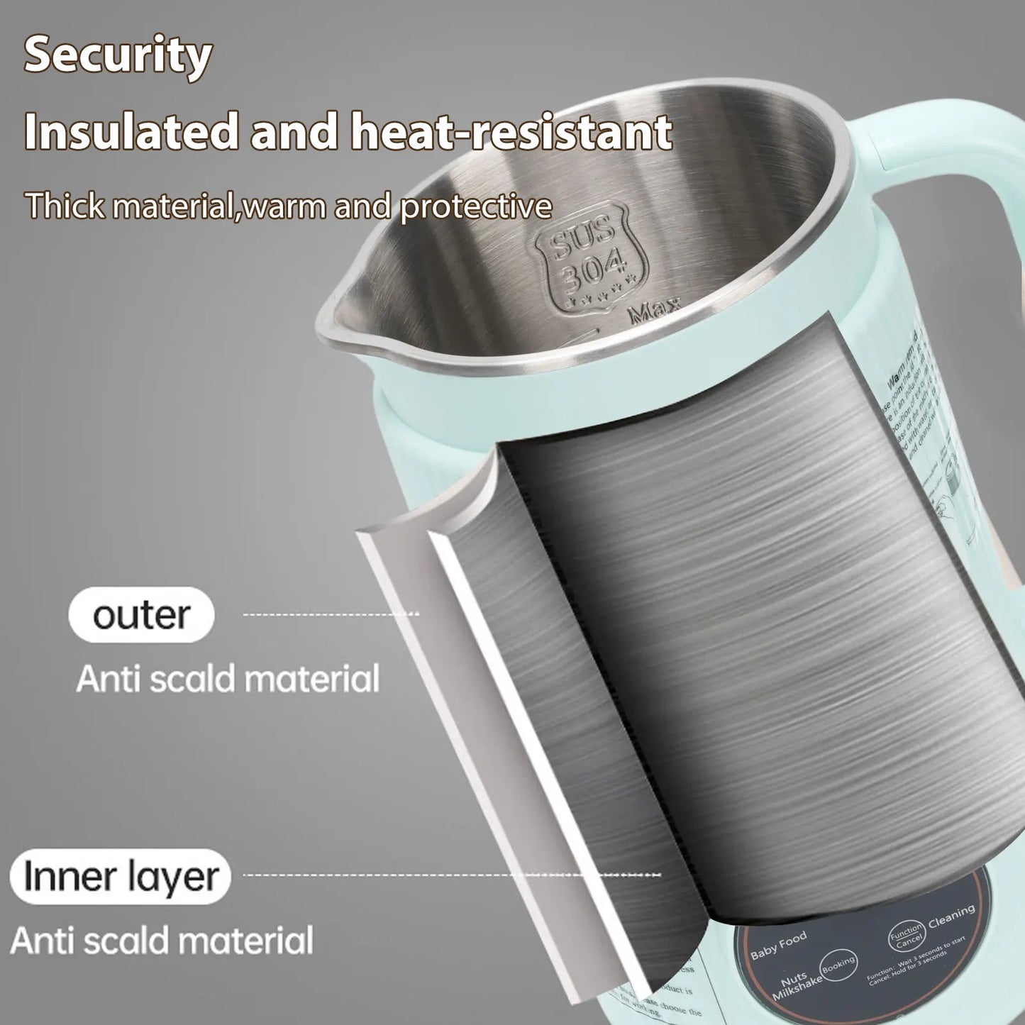 Soy Milk Maker 8-in-1 Programmable Blender with Digital Display 12 Stainless Steel Blades Auto Cleaning 8H Keep Warm Function
