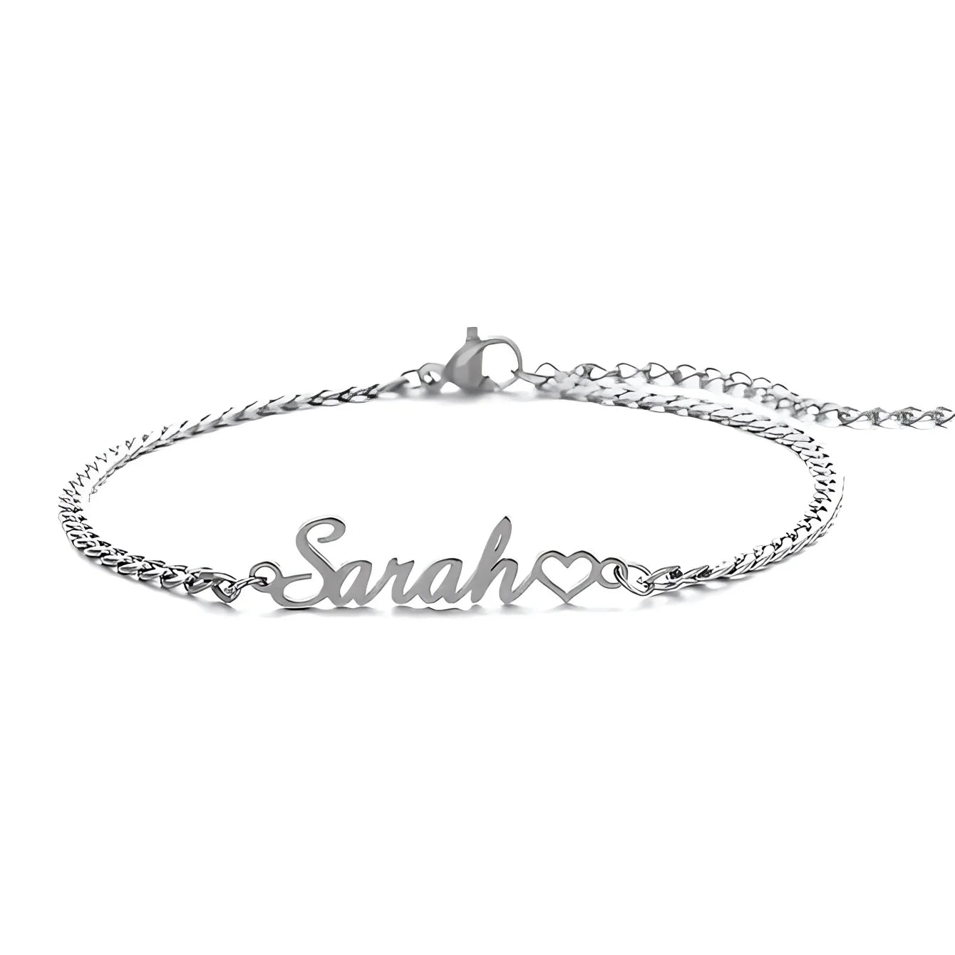 DOREMI Stainless Steel Jewelry Heart Personalized Name Cuban Chain Anklet Gift Jewelry Charm Letters Anklet