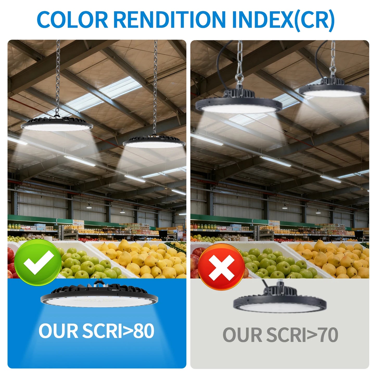 4-Pack 100-200W 30000LM UFO LED High Bay Light, 120° Wide Beam Angle, 5000K Daylight White, IP65 Waterproof Commercial Warehouse