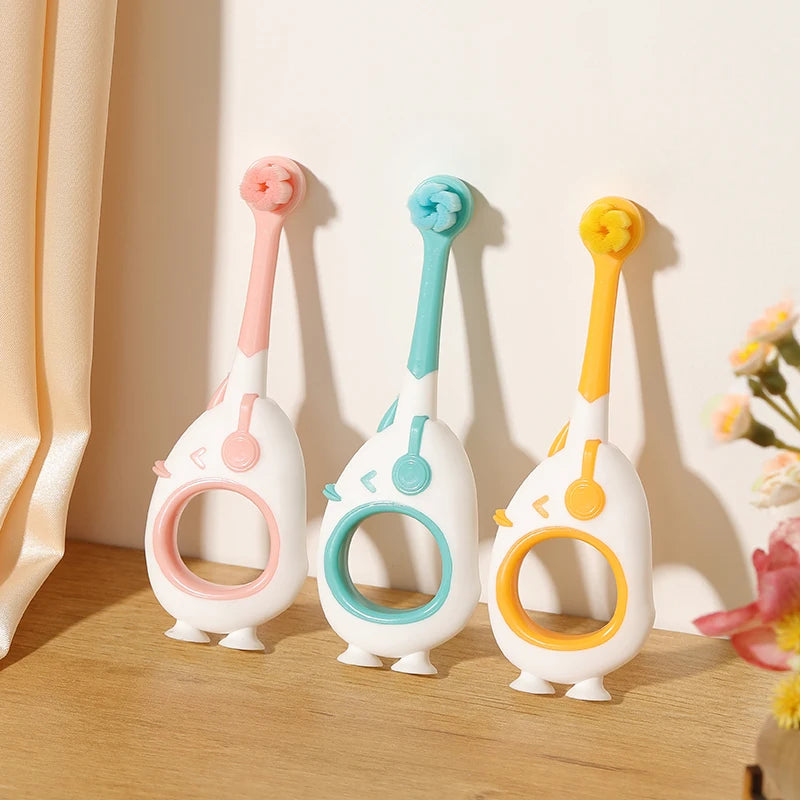 Infant Toothbrush Cute Baby 0-3 Years Old Cartoon Small Head Baby Toothbrush Individually Packaged Bottom Suction Cup Can Stand