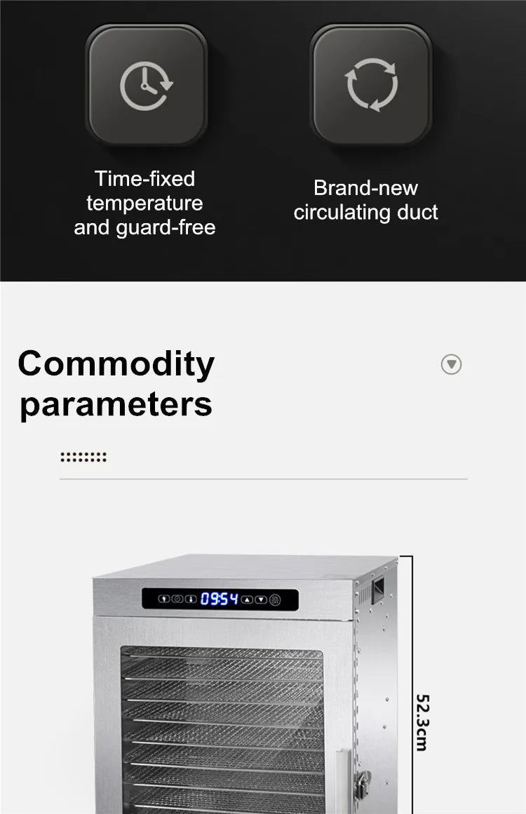 14 Trays Food Dehydrator Fruit dryer Stainless Steel Machine  1200W Household Vegetables Fruit Dryer with Digital Timer for Home