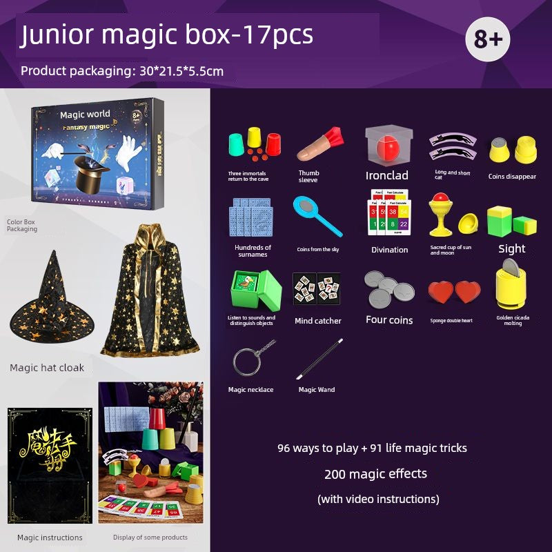 Children's Magic Props Toy Gift Box Close-Up Kindergarten Performance Set Magic Tricks Boy's Birthday Gift Shocking