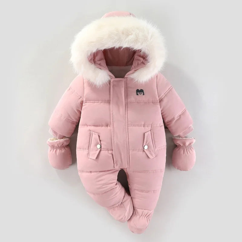 Baby ClothesChildren Clothing Boys and Girls Jumpsuits with Fleece and Cotton Jacket Outdoor Hugging Winter Cotton Clothe