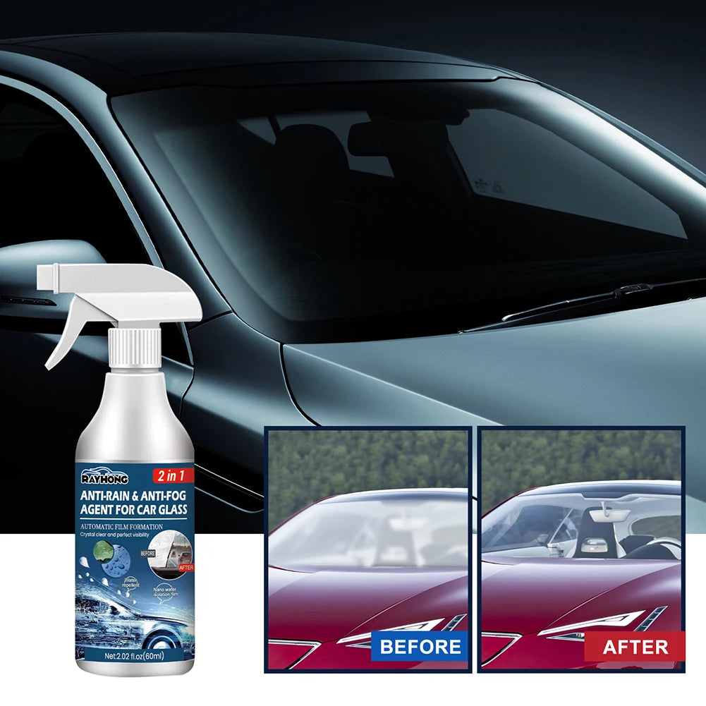 Anti Fog Rain Repellent Spray 60ml Car Glass Rainproof Antifogging Coating Agent Long Lasting for Windshield Rearview Mirror