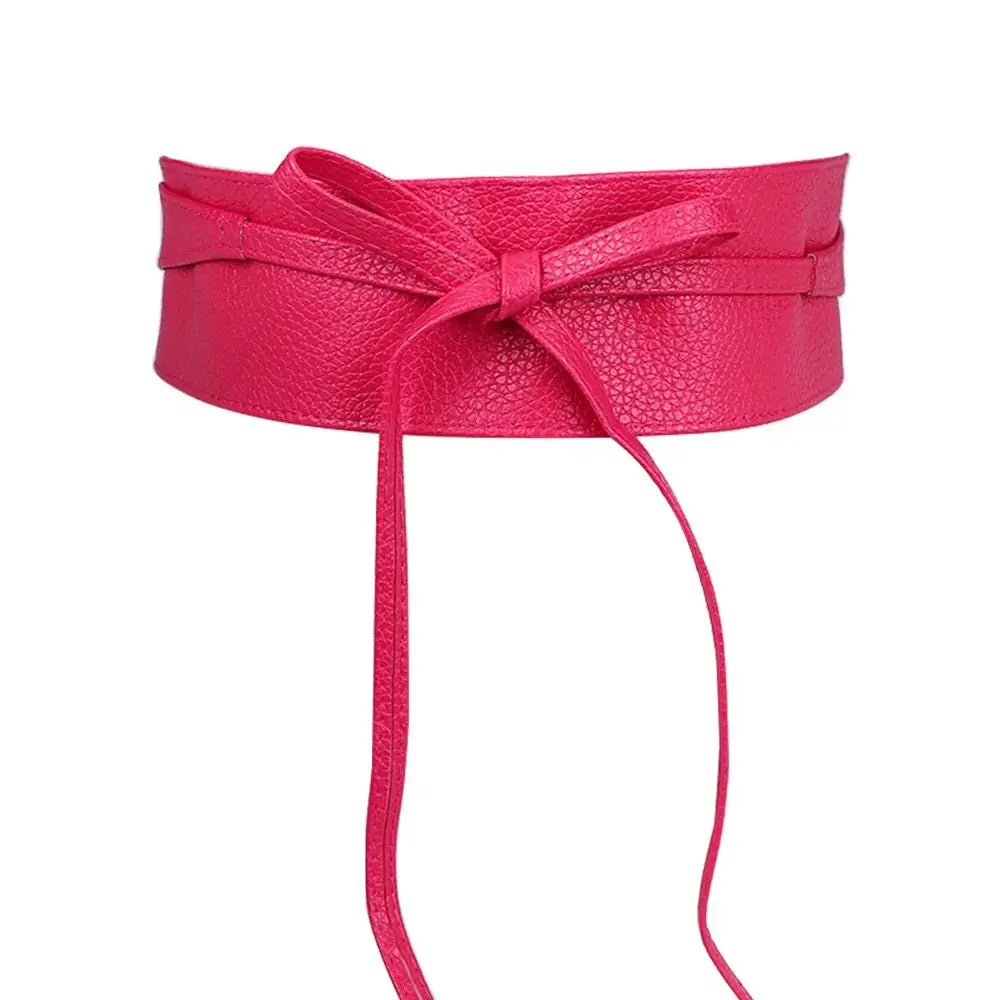 Dress Accessories for Female Soft Leather Elegant Bow Belt Ladies  Girls Belt Wide Self Tie Wrap Around Waist Band Dress Belt