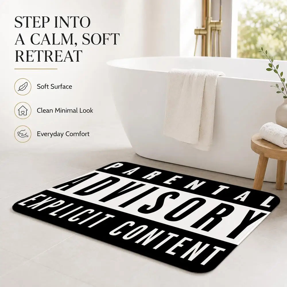 Warning Label P-Parental Advisory Floor Mat Non-Slip Absorbent Floor Mat Decorative Rug for Home Bathroom Bedroom Entryway