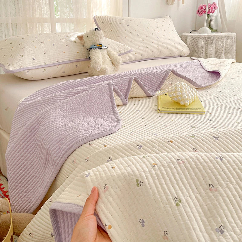 100% Cotton Bed Cover Thicken Bedspread Skin-friendly Printed Blanket Quilted Bedsheet Soft Bedspreads Cubrecama (No Pillowcase)
