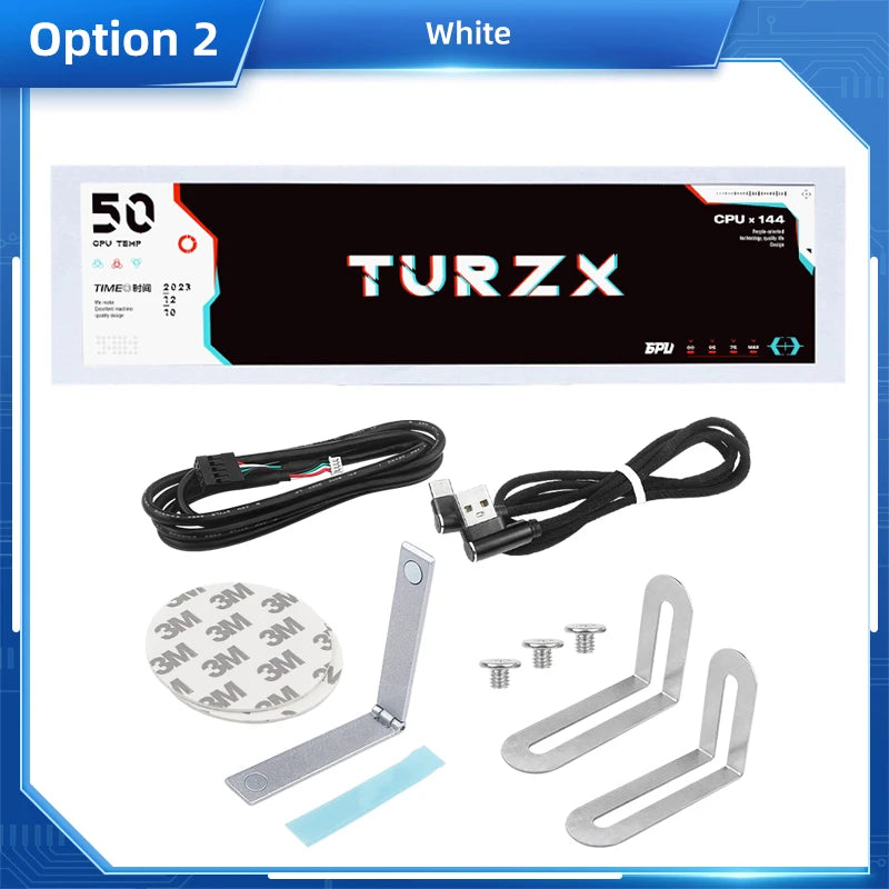 TURZX 8.8 Inch USB Secondary Screen Type-C Desktop Extended Display TF Card Play 1920*480 IPS LCD CPU RAM GPU Monitor NO AIDA64