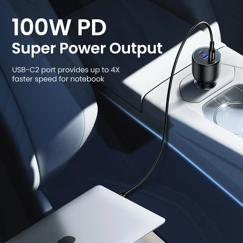 UGREEN 130W Car Charger Quick Charging PD3.0 Fast USB Type C Car Phone Charge For iPhone 14 13 Pro Max Laptops Tabet