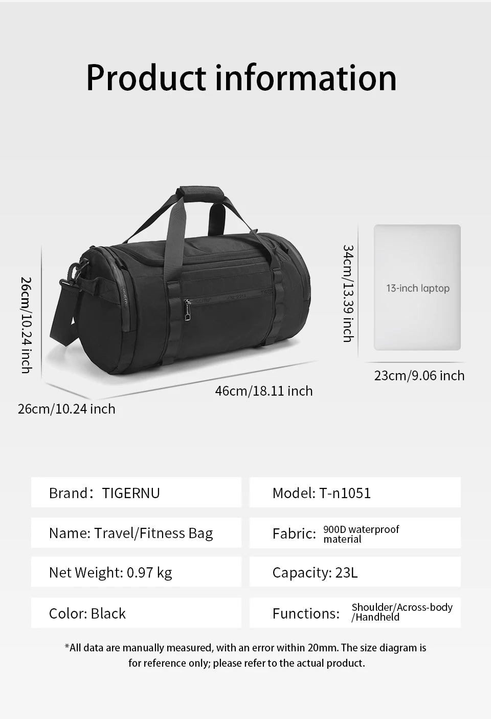 Tigernu Travel Bags For Men Gym Bag Waterproof Fitness Bag Men Outdoor Portable Bag Ultralight Yoga Sports Bag Handbag Crossbody