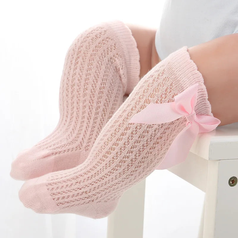 Summer Baby Socks Toddler Cute Big Bow Knee High Socks Mather Kids Children Boy Girls Newborn Floor Cotton Socks Baby Accessorie