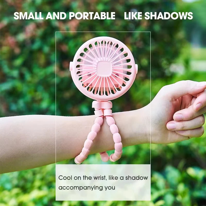 Baby Stroller Octopus Fan Anti Pinch Hand 3-speed Small Night Light USB Mini 3-speed Charging Small Fan