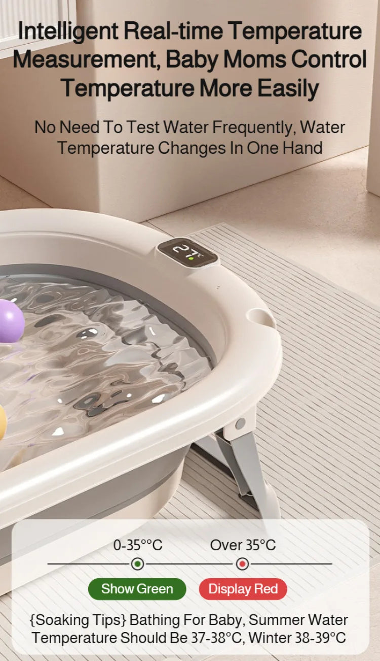 Foldable Baby Bathtub, Safe and Portable Bathing Solution for Infants and Toddlers, Suitable for 6-12 Months, Easy