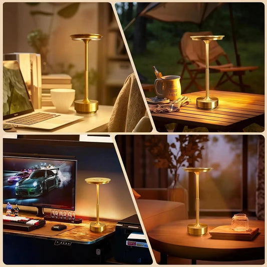 Aluminum Alloy Simple Decorative Lamp LED Night Light Infinitely Dimmable Atmosphere Retro Portable Rechargeable Touch Desk Lamp