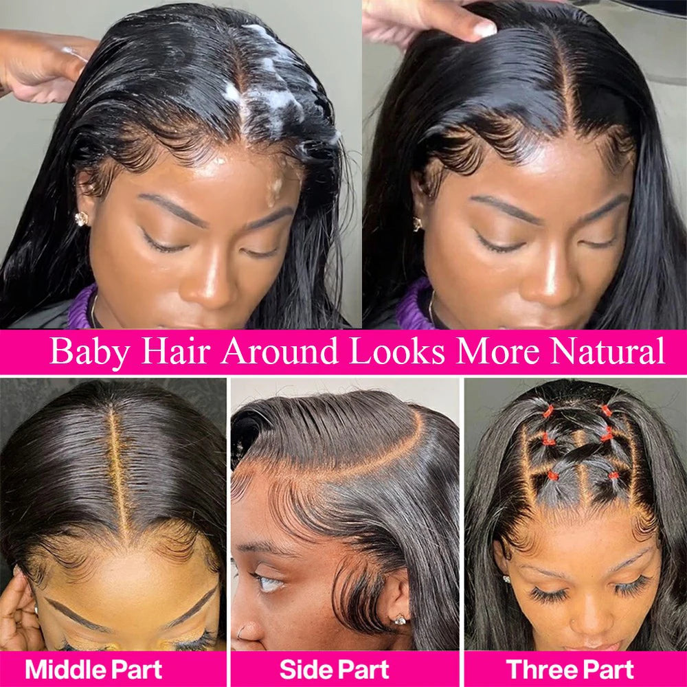 360 HD Transparent Lace Frontal Wigs Pre Plucked Brazilian Bone Straight 13x4 13x6 Lace Front Human Hair Wigs For Black Women