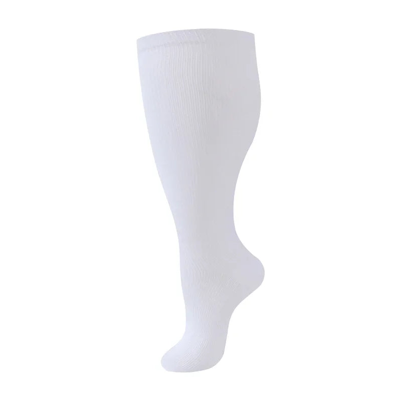 Plus Size Compression Socks for Women Men 20-30 MmHg Wide Calf Extra Large Knee High Flight Sock for Circulation Support 2XL-4XL