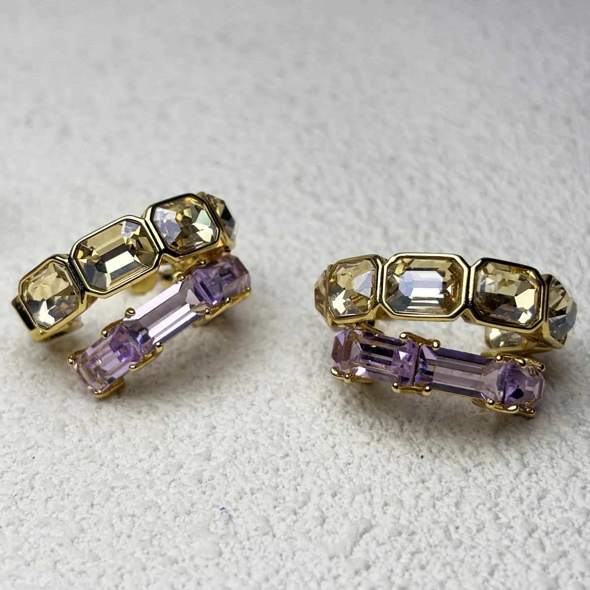 Original Charms Fine Jewelry Set Women Several Purple Zircon Crystal Necklace Bracelet Earrings Stainless Steel Romantic Gift