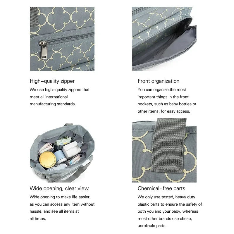 Women Shoulder Bag Travel 7 Pcs/Set Baby Diaper Bags Go Out Large Capacity Newborn Nappy  Bag with Changing Pad Multi-functional