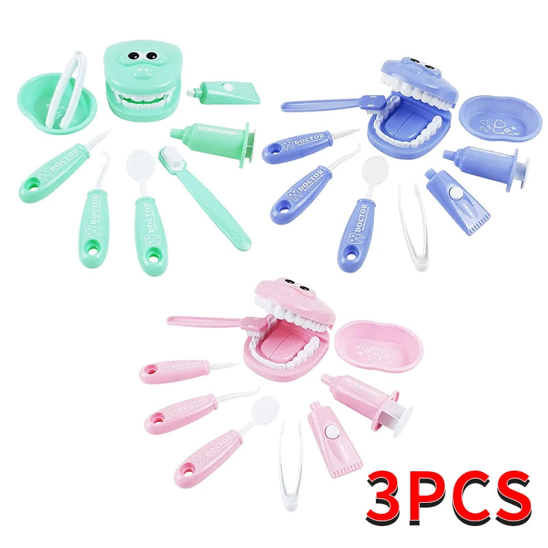 9PCS Plastic Dental Simulation Game Set, Children's Medical Set Hygiene Habit Cultivation Teaching Aid Intellectual Brushing Toy