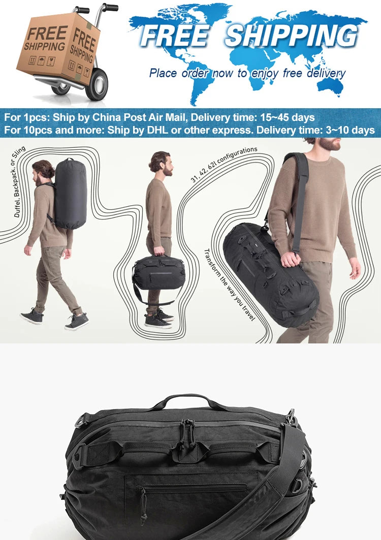 60L Travel Duffel Bag, Adjustable Sports Duffle Bag Upgraded Waterproof Gym Bag Overnight Weekender Bag Foldable Travel Backpack